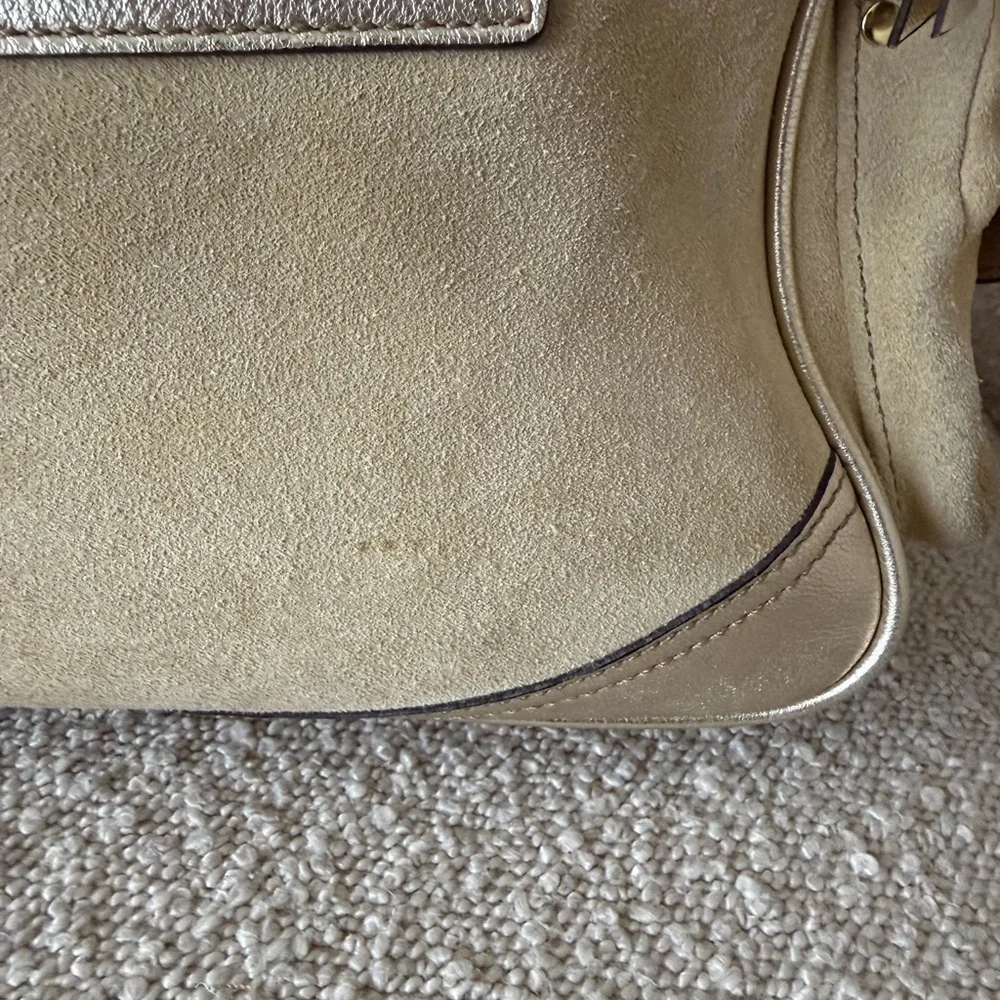 Vintage Coach Beige and Silver Suede Satchel - Picture 9 of 15
